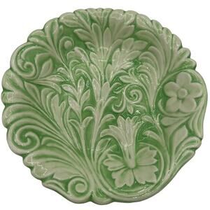 Floral Green Ceramic Art Plate